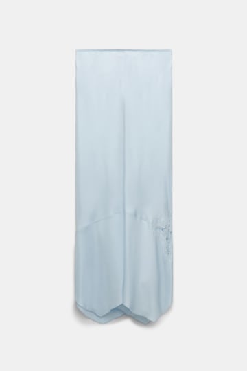 Dorothee Schumacher Rock aus Seidentwill im Lingerie-Style mit Spitzendetails soft blue