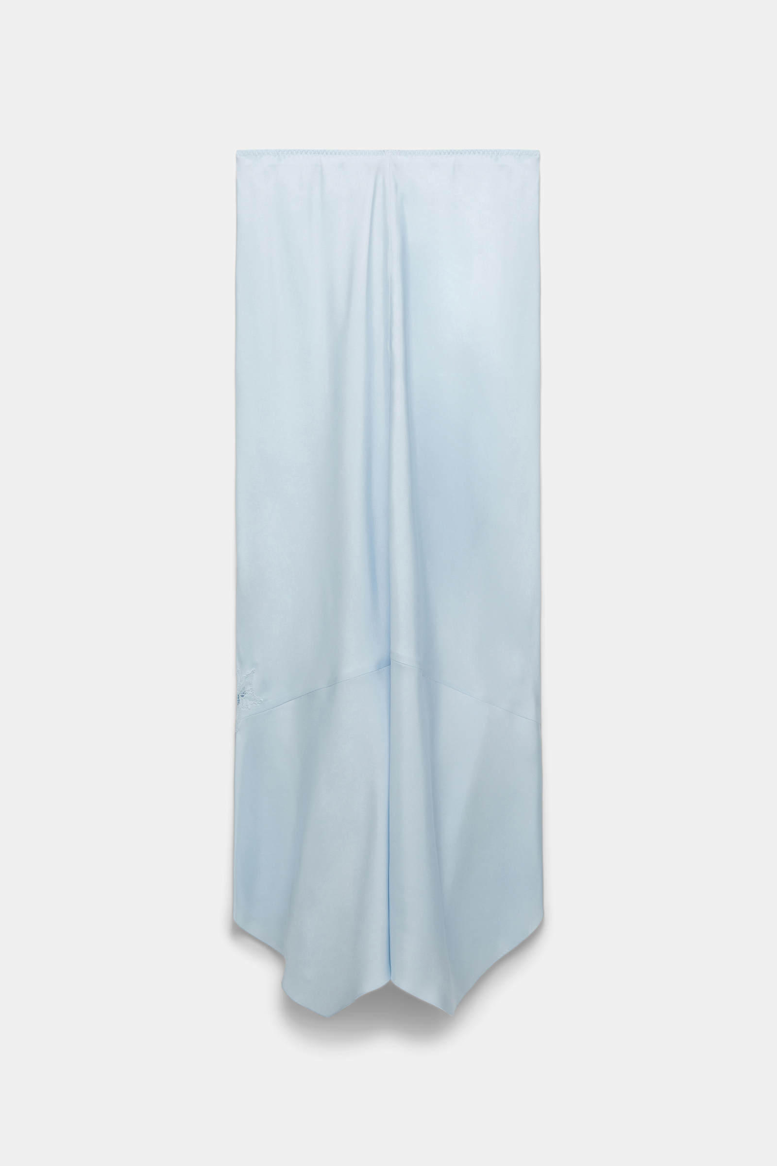 Dorothee Schumacher Silk twill lingerie skirt with an asymmetric lace insert soft blue
