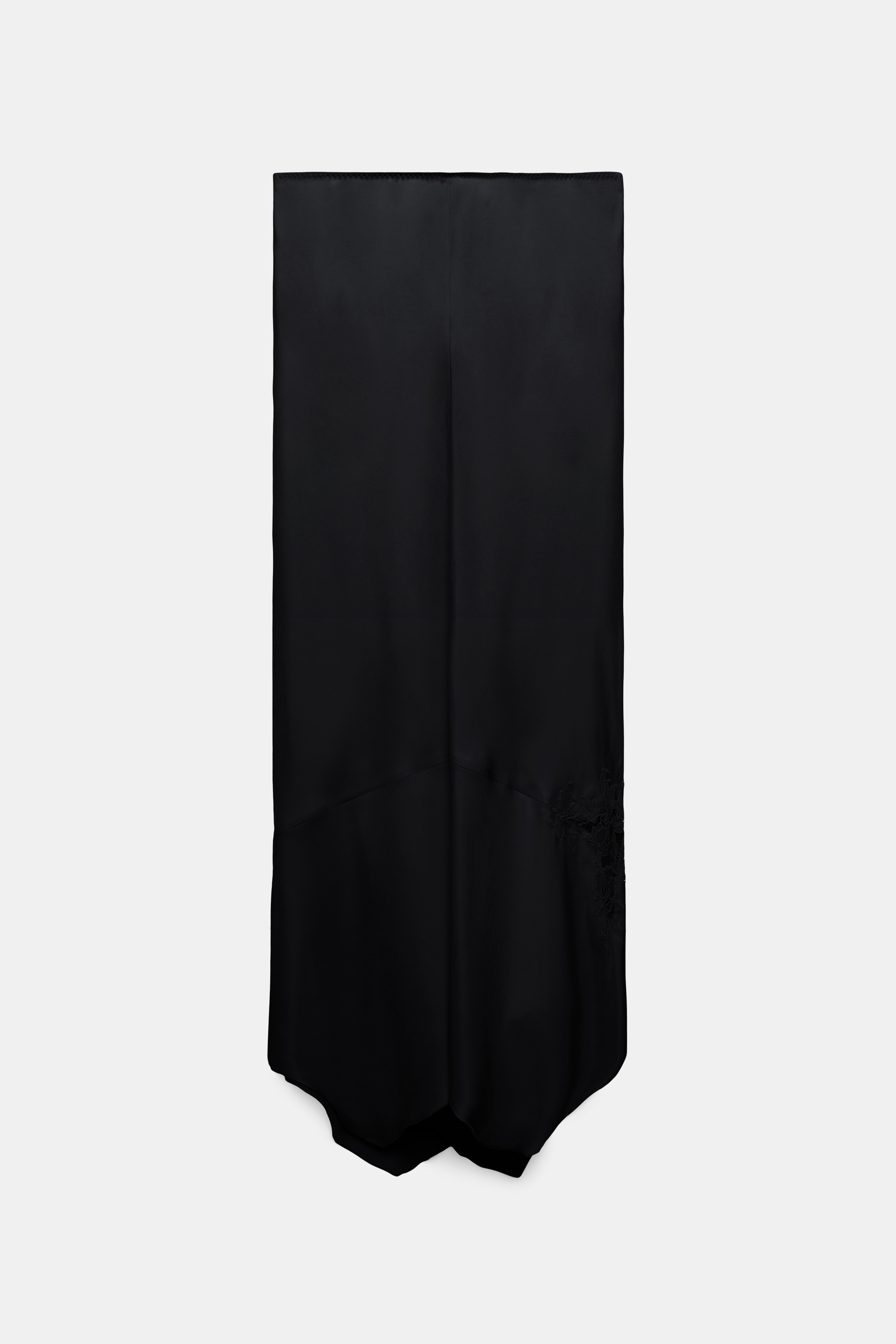 Dorothee Schumacher Silk twill lingerie skirt with an asymmetric lace insert pure black