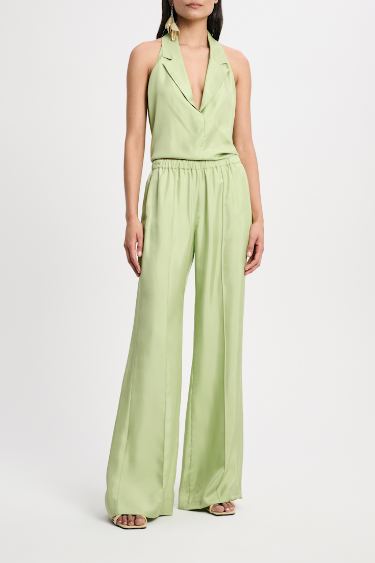 Dorothee Schumacher Silk twill vest-style top with lace details happy green