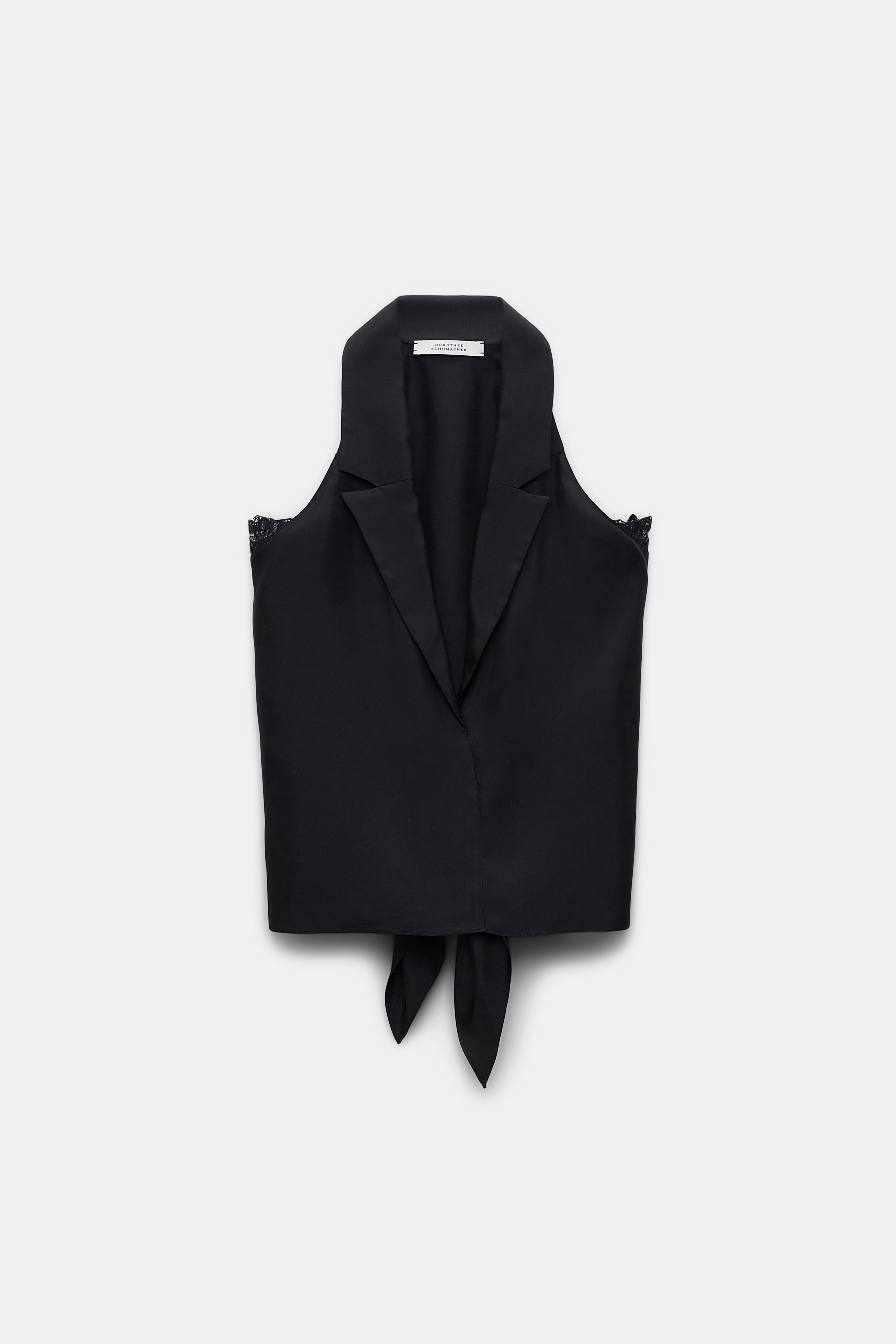 Dorothee Schumacher Silk twill vest-style top with lace details pure black