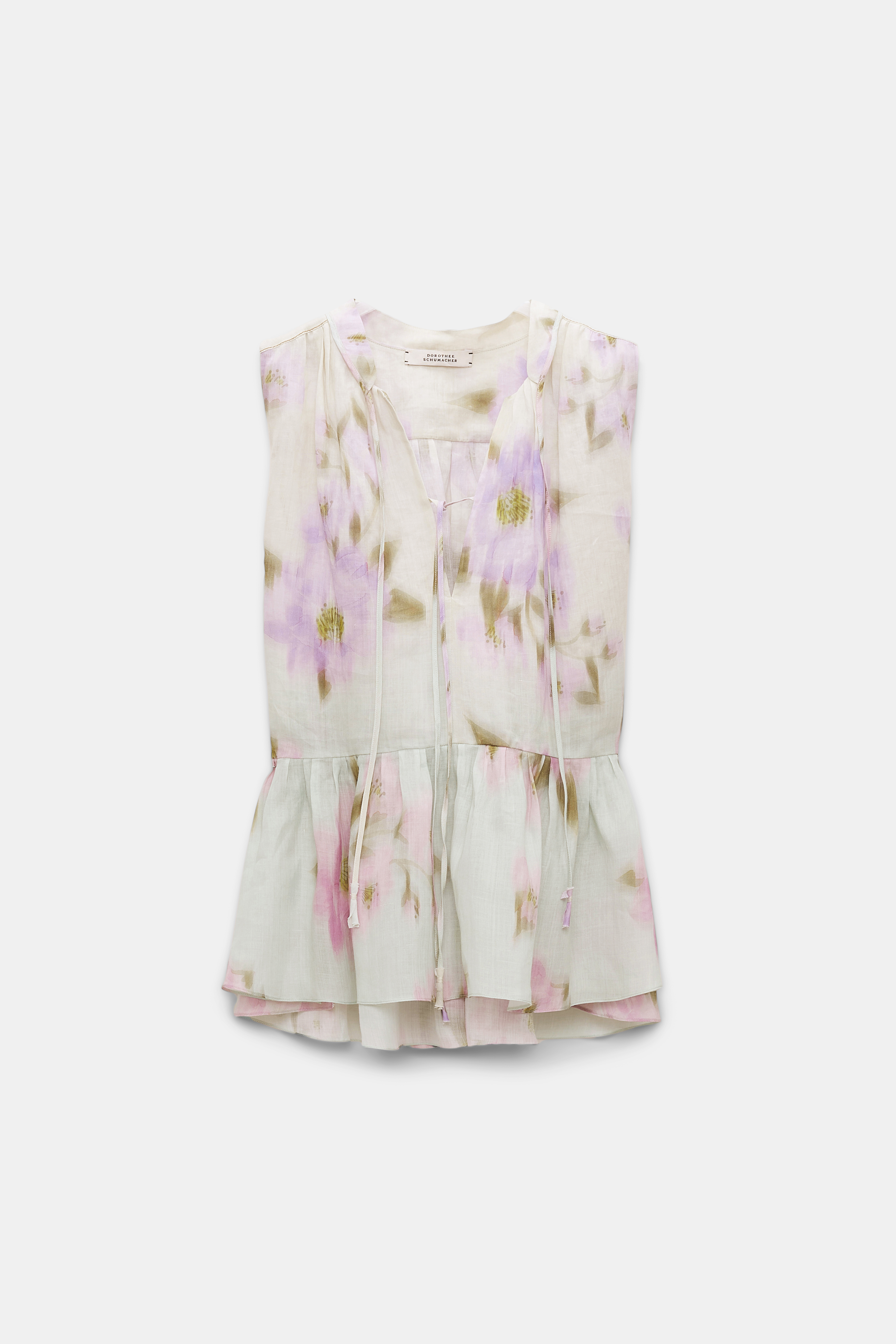 Dorothee Schumacher Voluminous ramie top with key dégradé print cotton candy