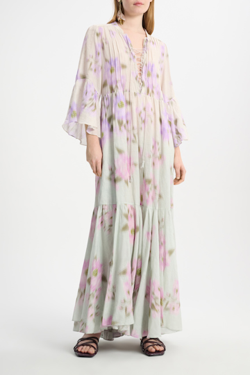Dorothee Schumacher Ramie maxi dress with key dégradé print cotton candy