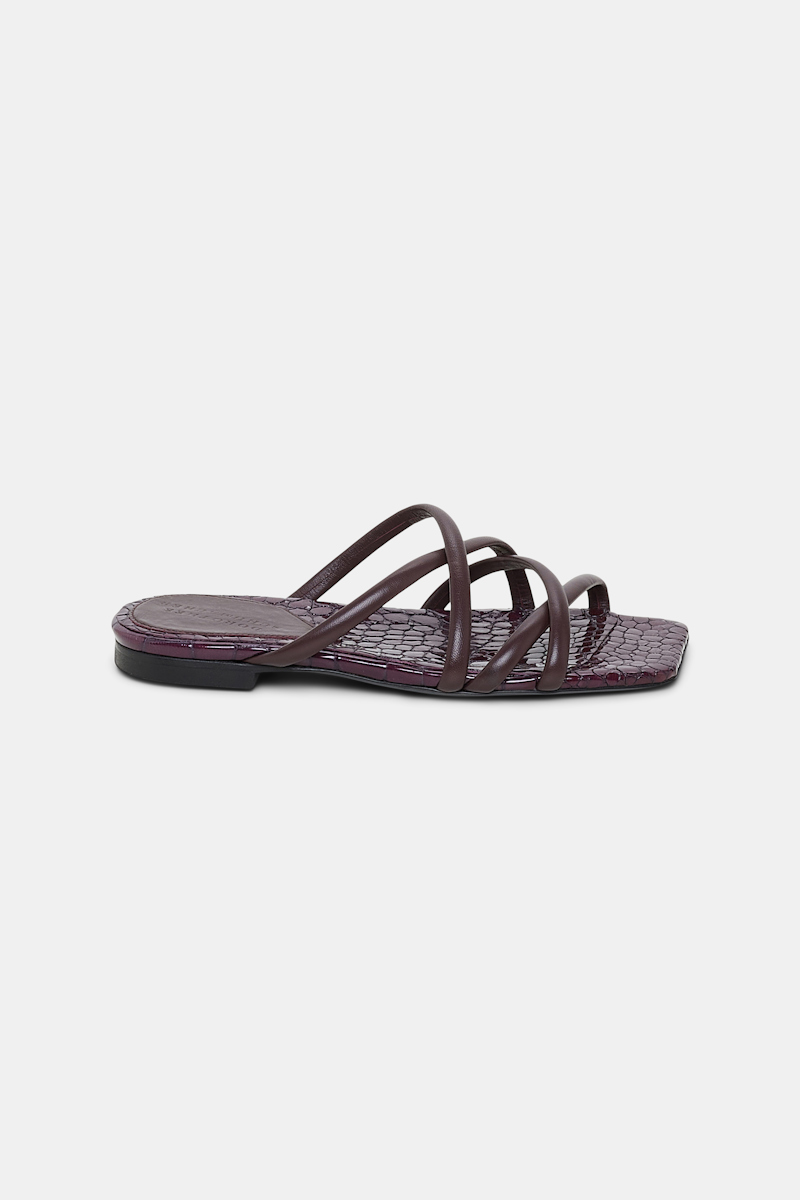 Dorothee Schumacher Square Toe Flat Strappy Sandals In Violet