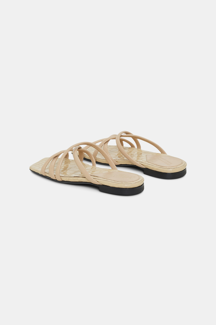 Dorothee Schumacher Square toe flat strappy sandals shimmering camel