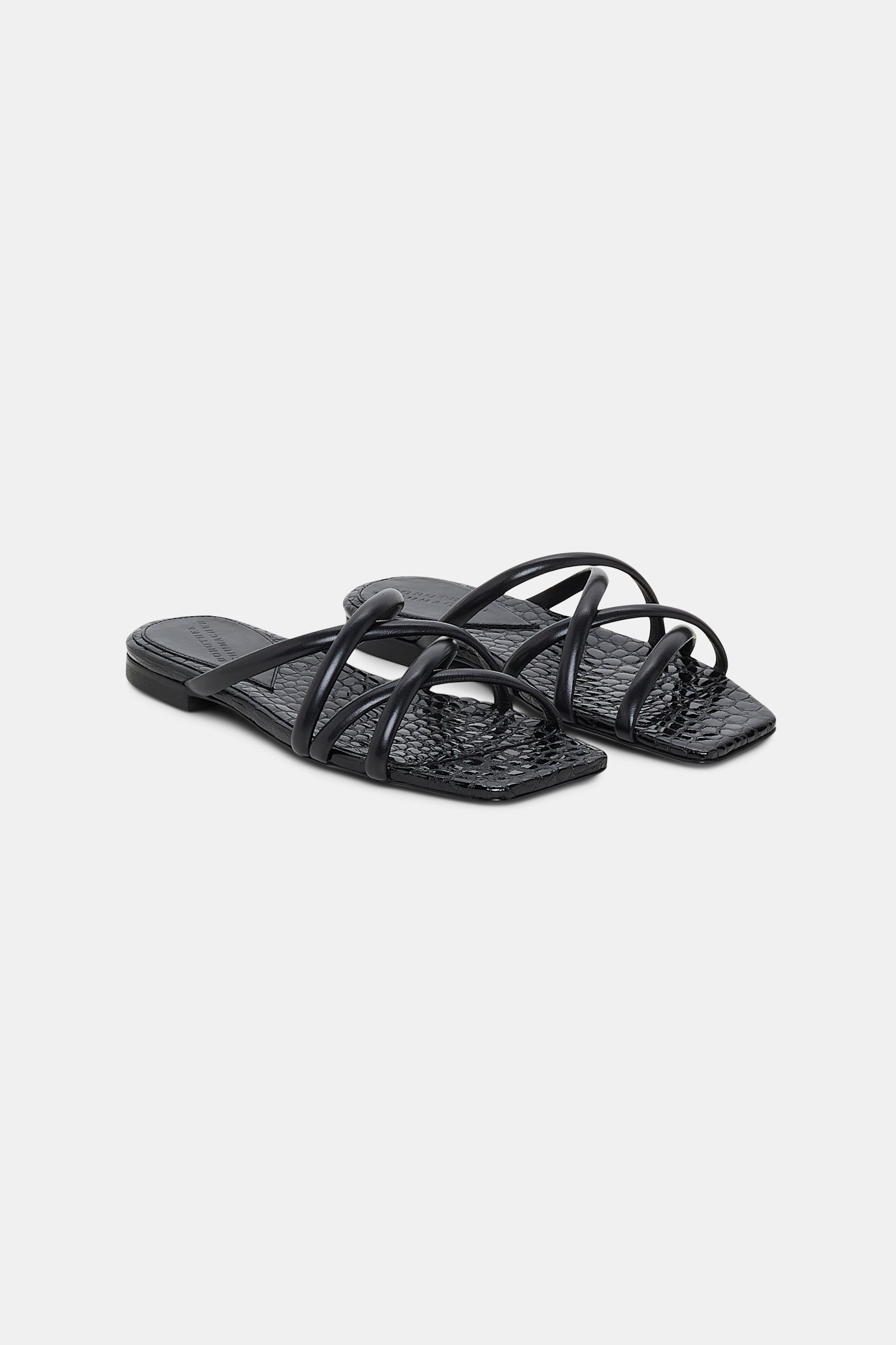 Dorothee Schumacher Square toe flat strappy sandals pure black