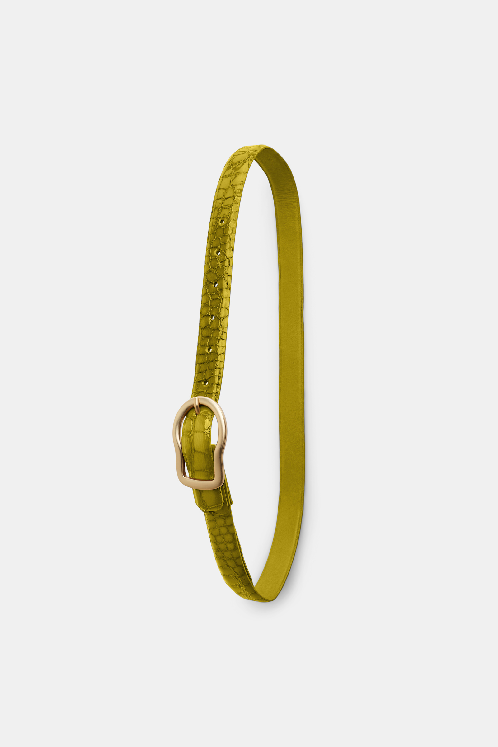 Dorothee Schumacher Reversible belt with signature buckle shimmering green