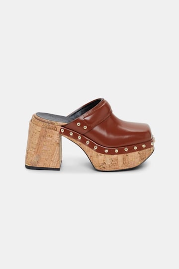 Dorothee Schumacher Square toe slide-on clogs red brown