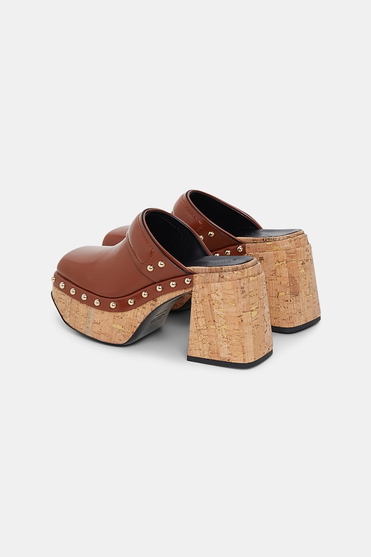 Dorothee Schumacher Square toe slide-on clogs red brown