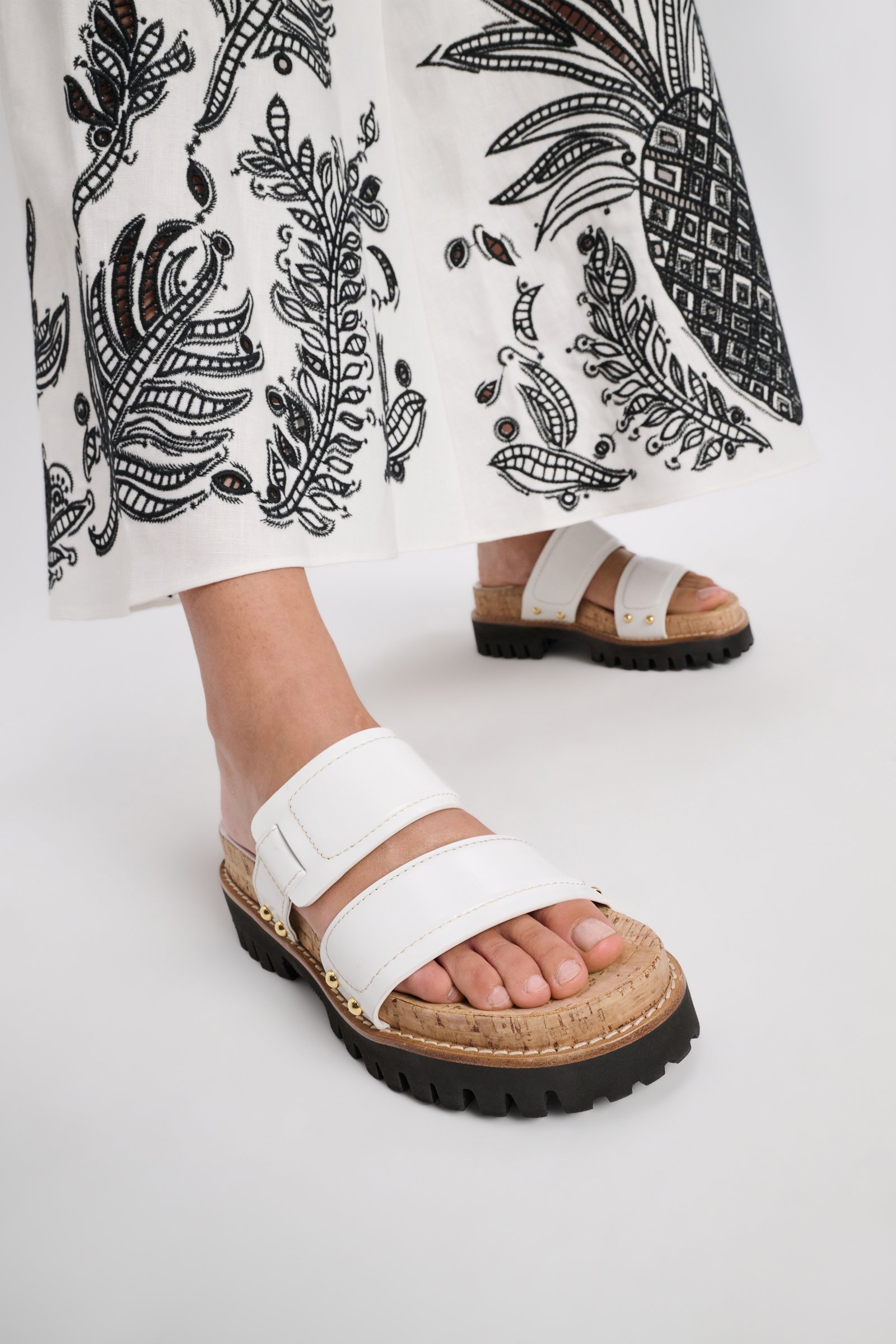 Dorothee Schumacher Sporty leather slides with lug sole pure white