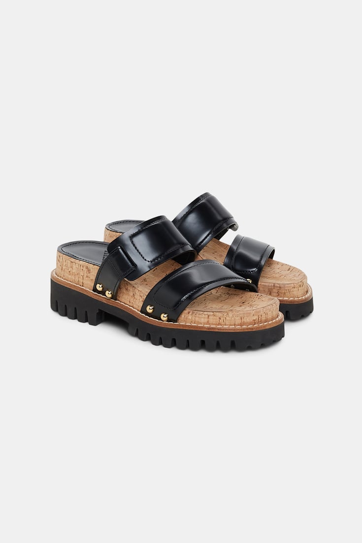 Dorothee Schumacher Sporty leather slides with lug sole pure black