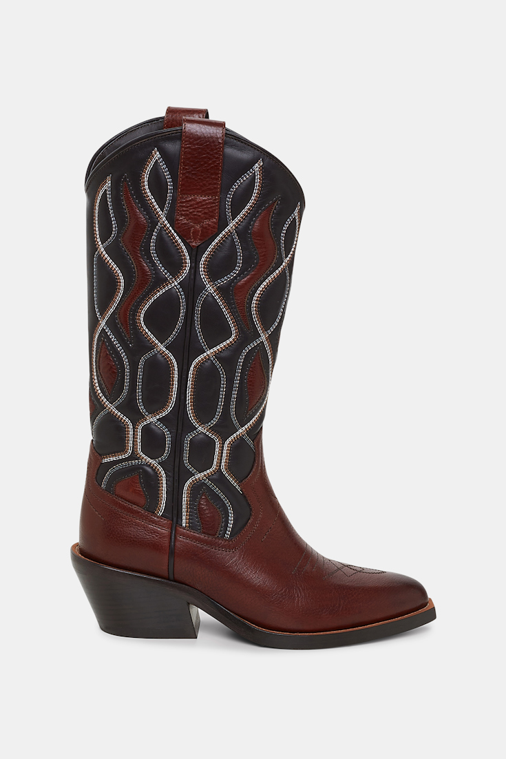 Dorothee Schumacher Embroidered cowboy boots dark brown/coffee