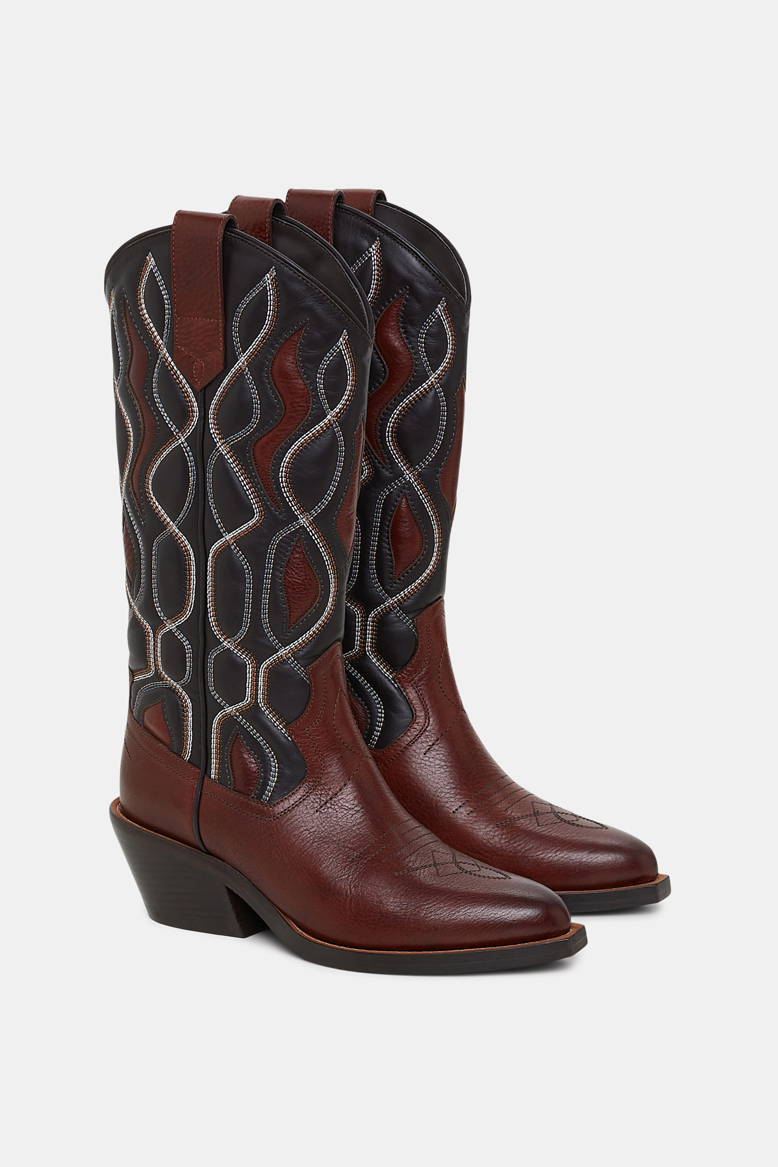 Dorothee Schumacher Embroidered cowboy boots dark brown/coffee