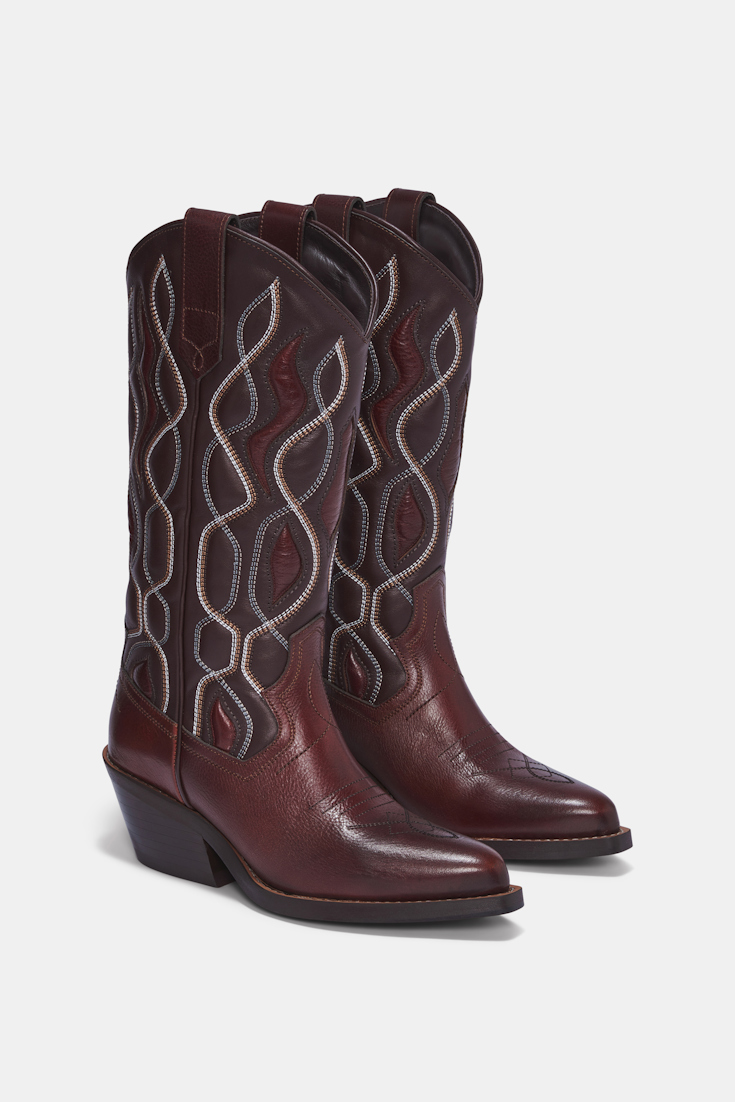 Dorothee Schumacher Embroidered cowboy boots brown mix