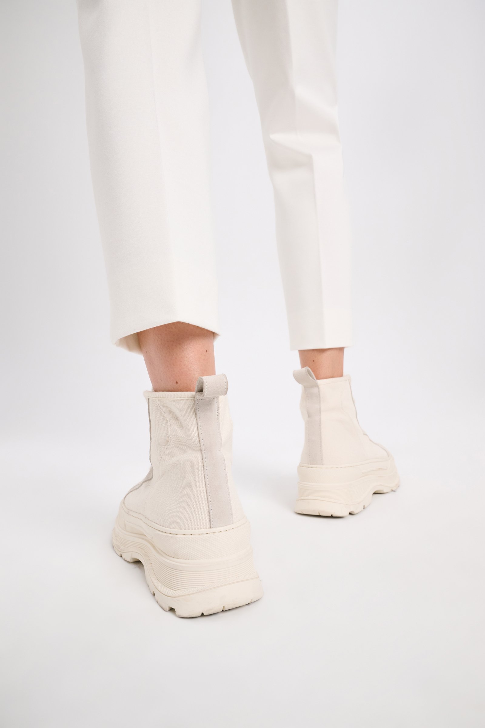 Dorothee Schumacher High-top cotton and suede sneakers cream