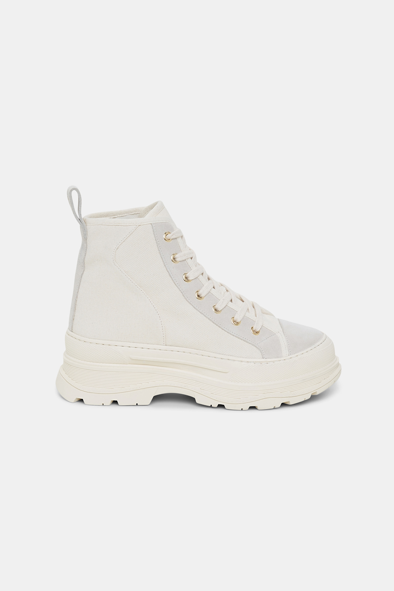 Dorothee Schumacher High-top Cotton And Suede Sneakers In White