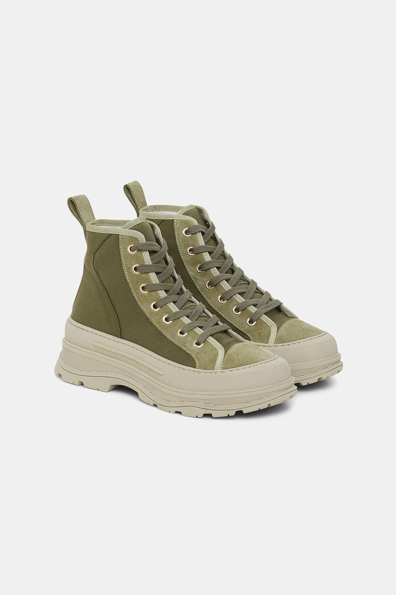 Dorothee Schumacher High-top cotton and suede sneakers structured green