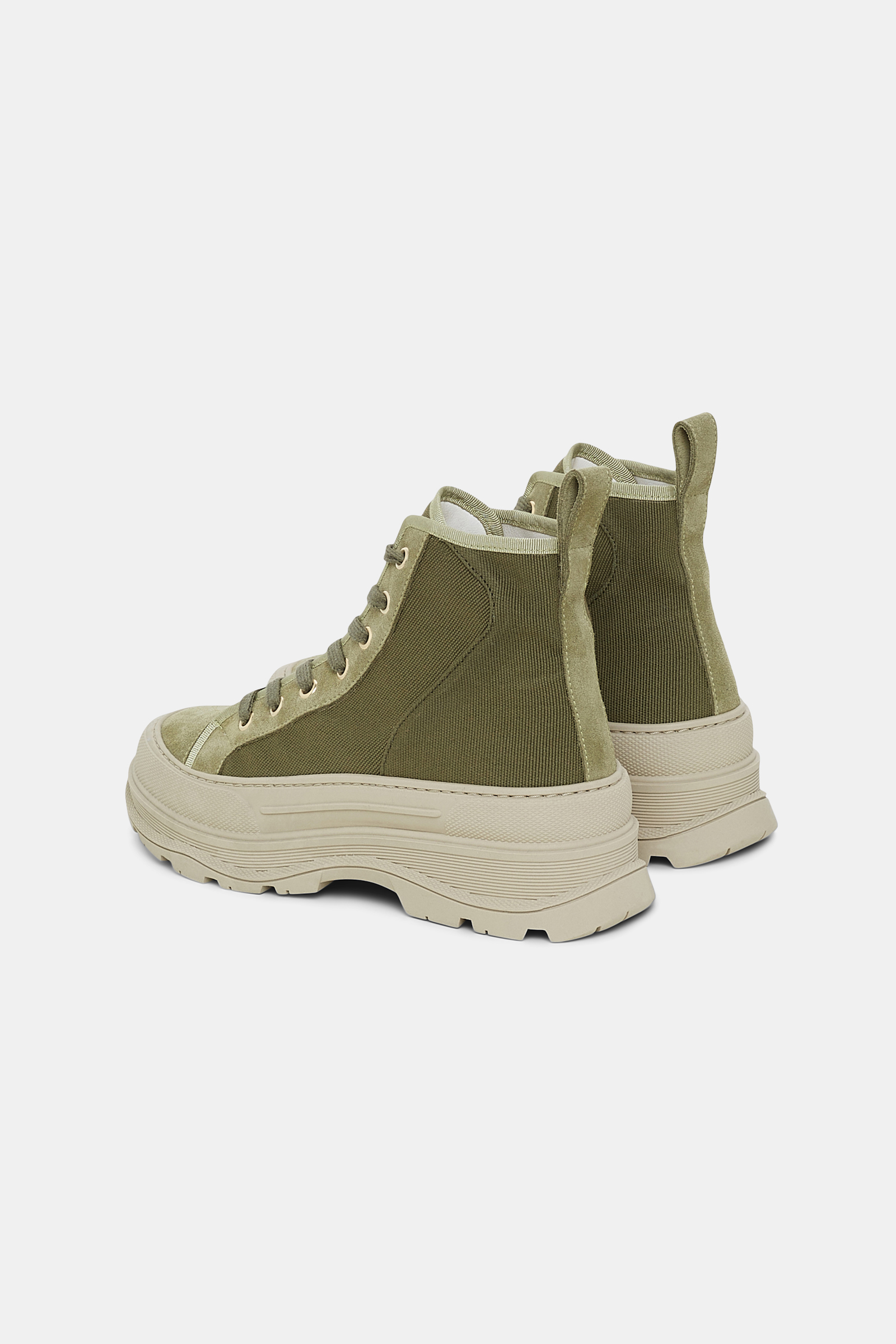 Dorothee Schumacher High-top cotton and suede sneakers structured green