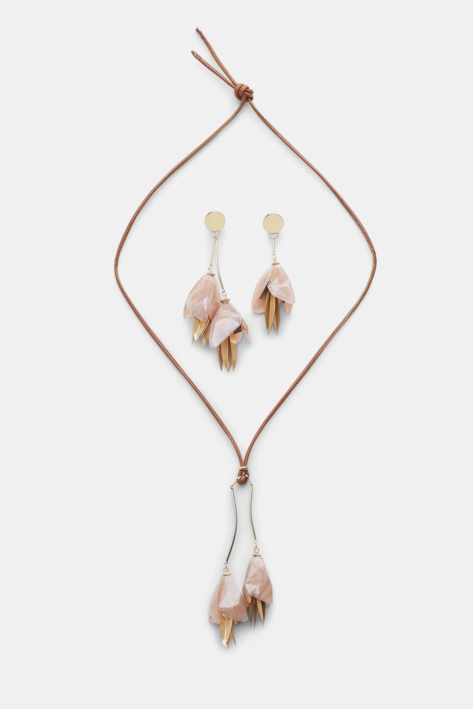 Dorothee Schumacher Asymmetric clip-on earrings with hanging flowers blush