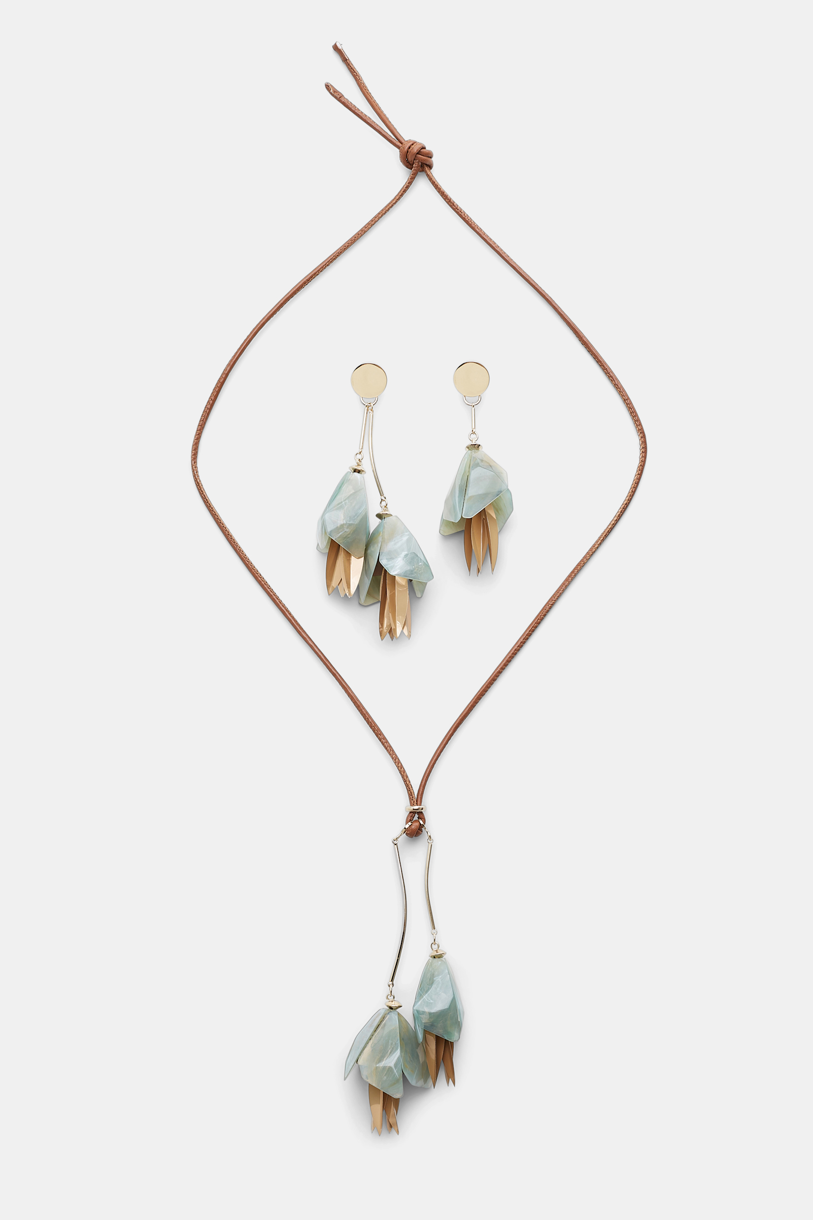 Dorothee Schumacher Asymmetric clip-on earrings with hanging flowers sage green