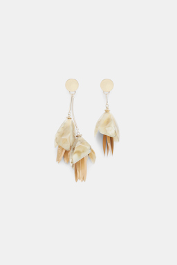 Dorothee Schumacher Asymmetric clip-on earrings with hanging flowers medium camel