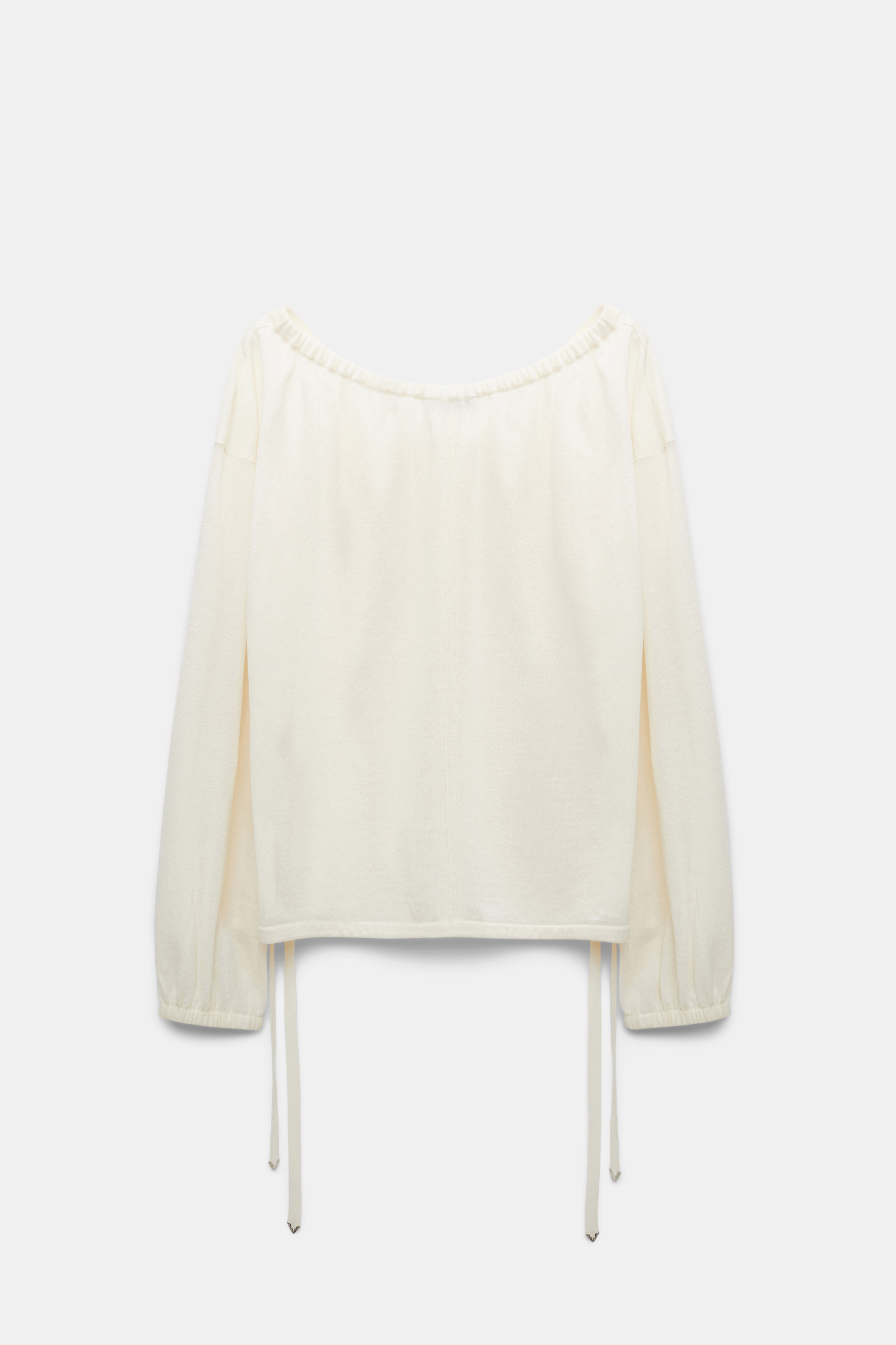 Dorothee Schumacher Pullover with wide scoop drawstring neckline camellia white