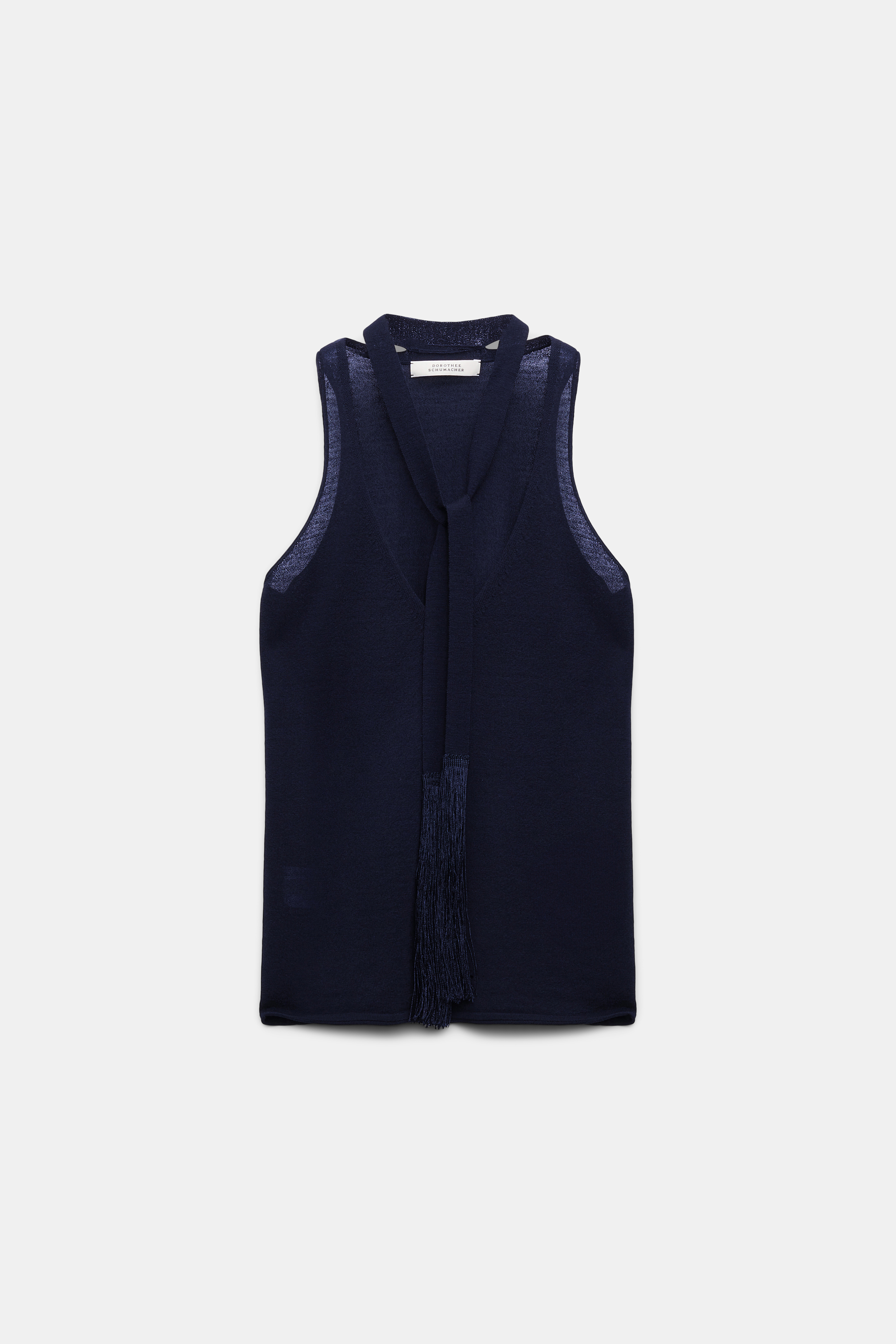 Dorothee Schumacher V-neck tank top with fringed tie true navy