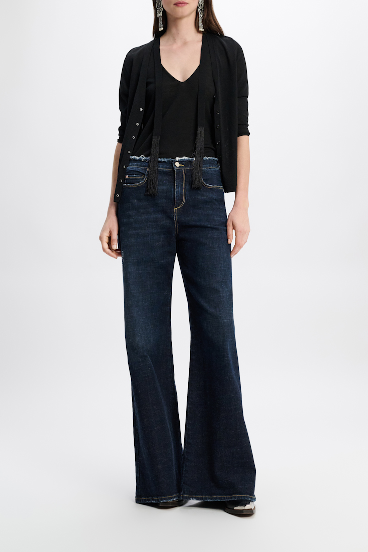 Dorothee Schumacher V-neck tank top with fringed tie pure black