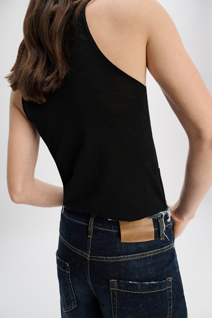 Dorothee Schumacher V-neck tank top with fringed tie pure black