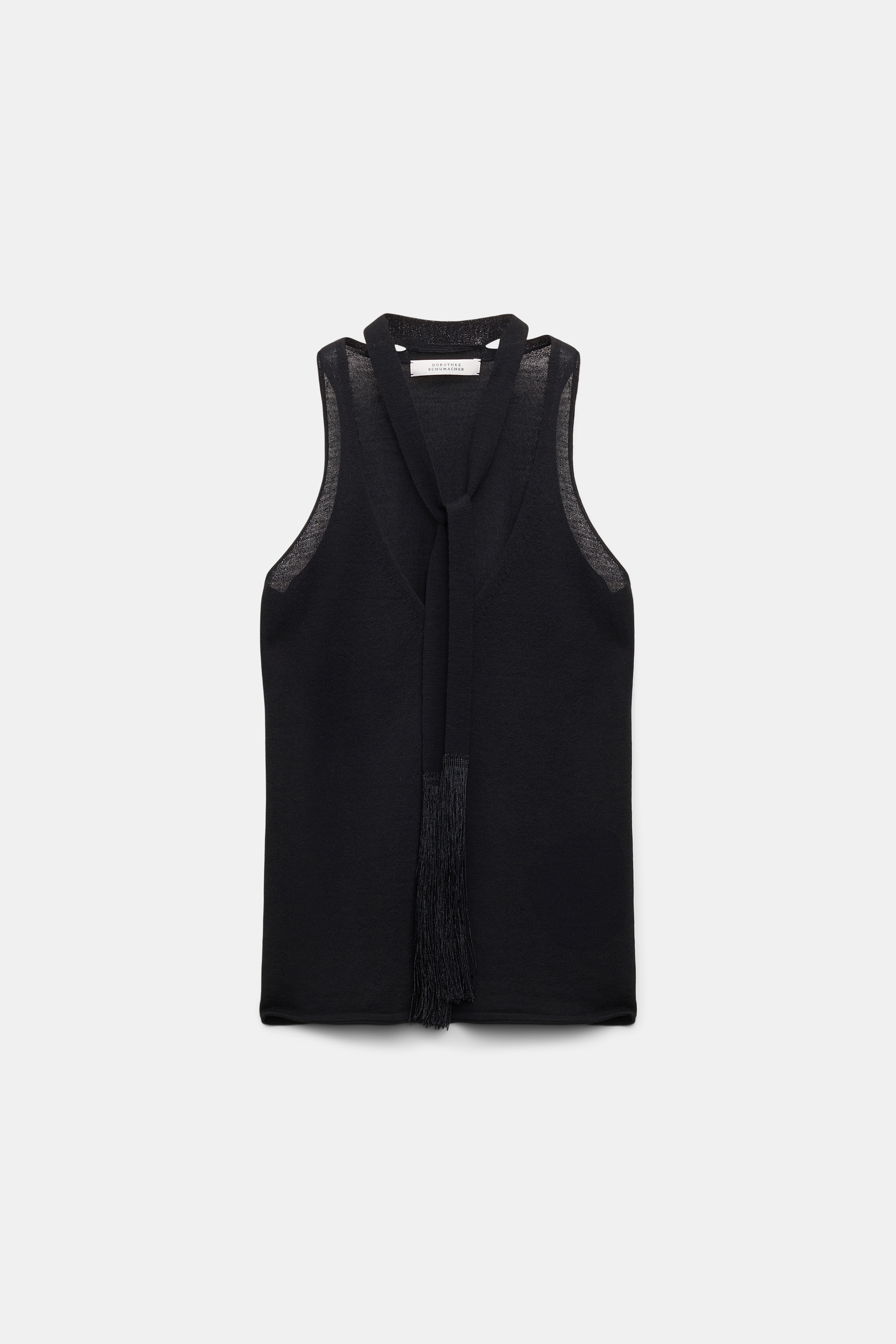 Dorothee Schumacher V-neck tank top with fringed tie pure black