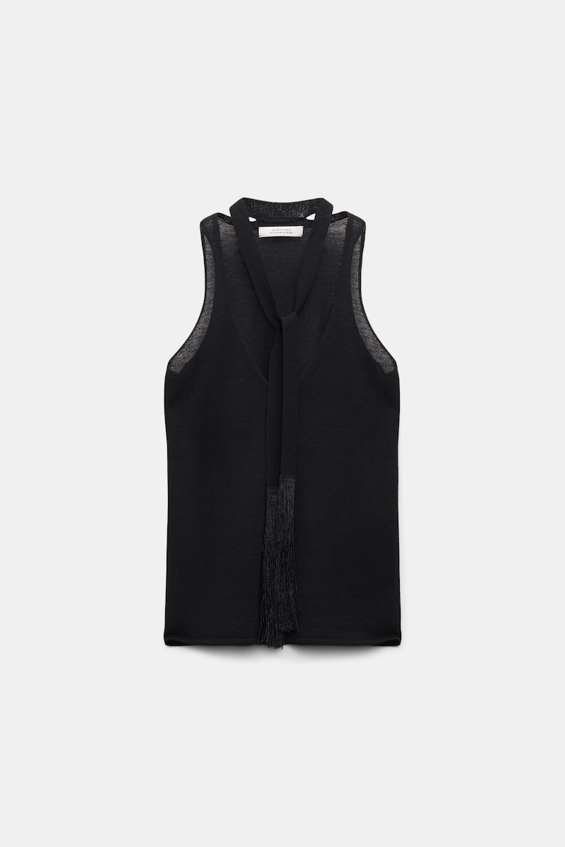 Dorothee Schumacher V-neck Tank Top With Fringed Tie In Black