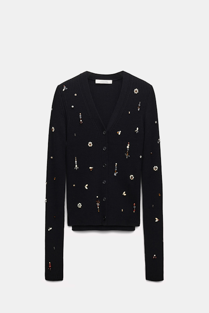 EMBELLISHED MERINO twinset Dorothee Schumacher Embellished fine rib Merino twinset pure black