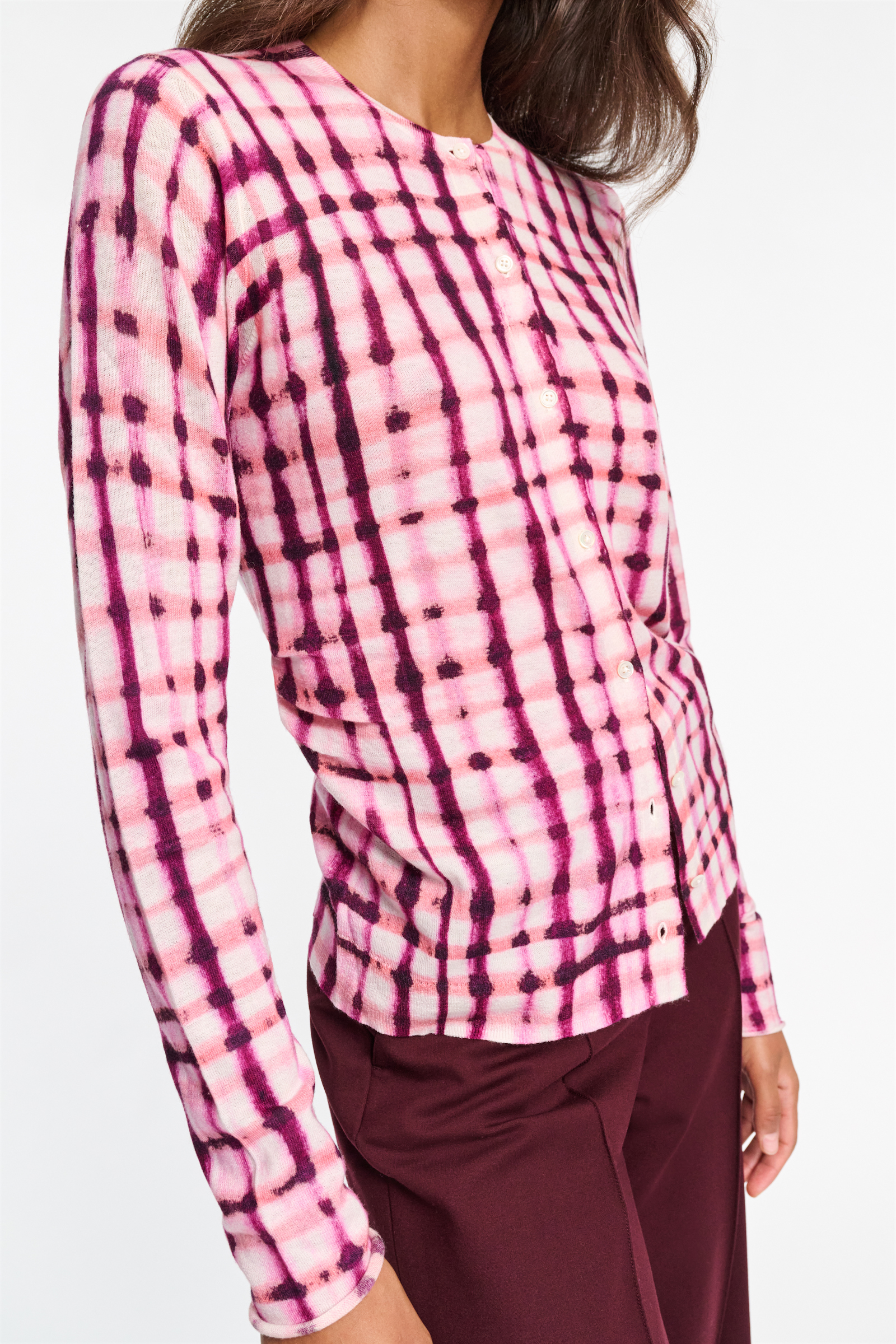 Dorothee Schumacher Cardigan mit Allover Karo-Print pink white mix