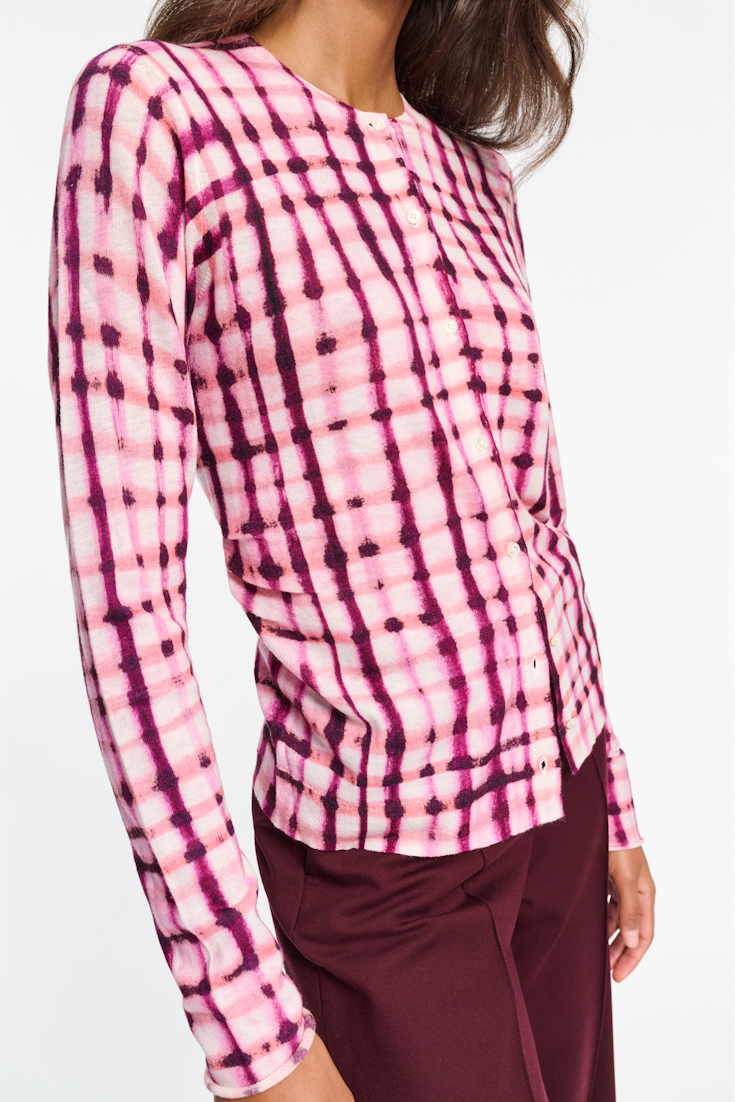 Dorothee Schumacher Cardigan mit Allover Karo-Print pink white mix