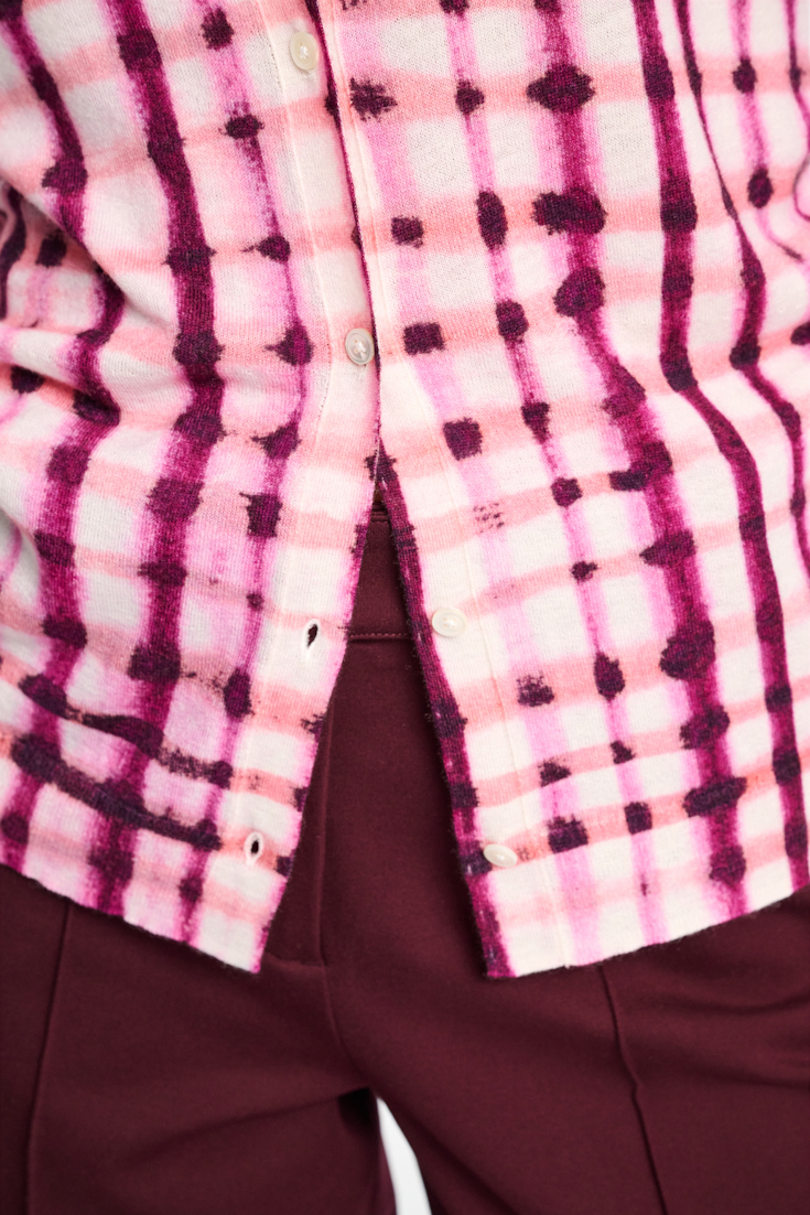 Dorothee Schumacher Watercolor check print cardigan pink white mix