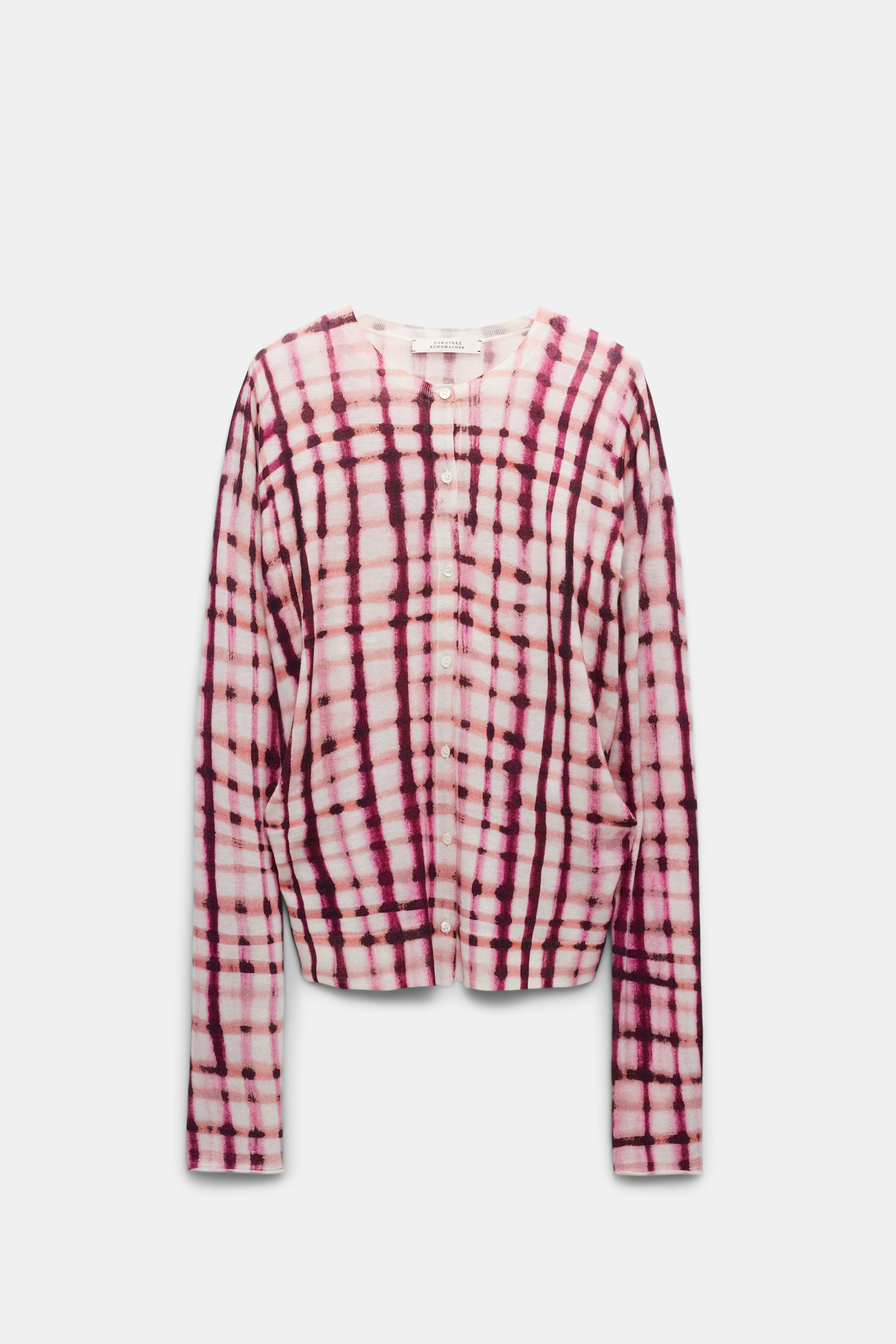 Dorothee Schumacher Cardigan mit Allover Karo-Print pink white mix