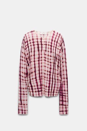 Dorothee Schumacher Watercolor check print cardigan pink white mix