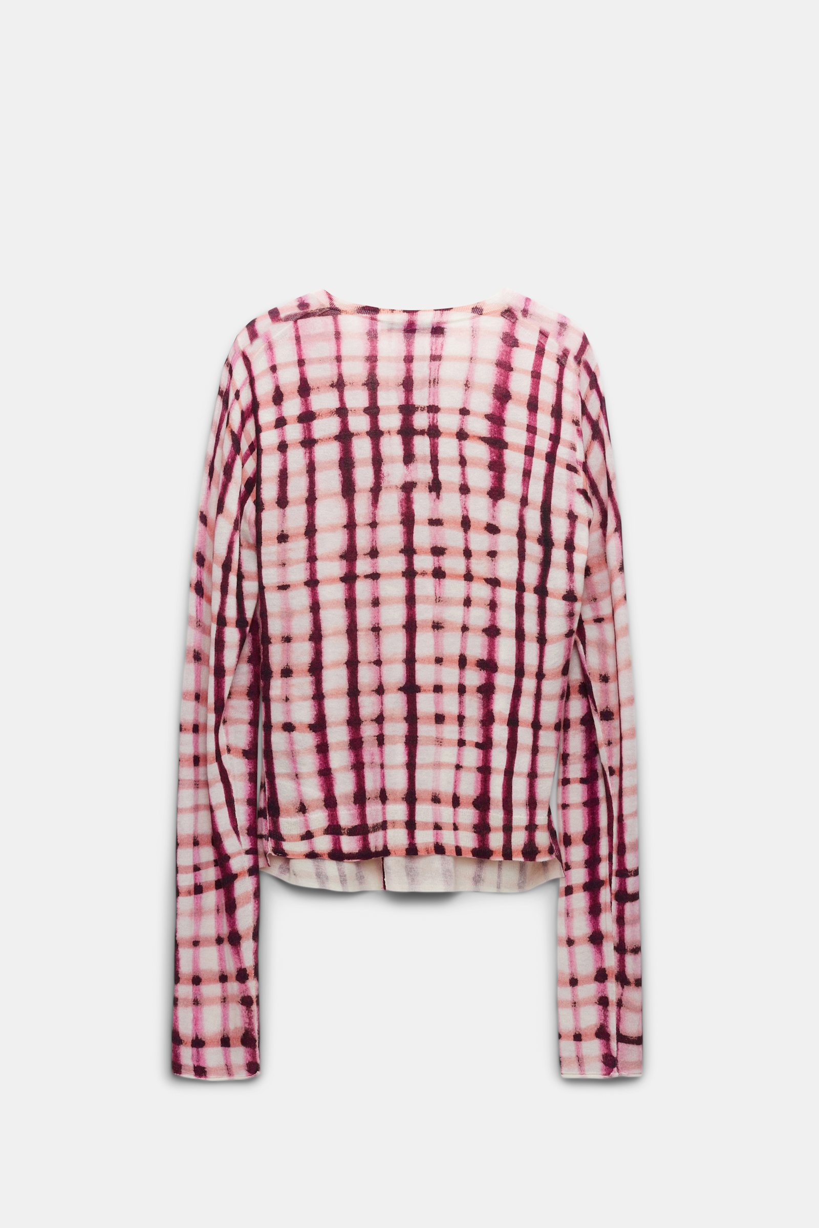 Dorothee Schumacher Watercolor check print cardigan pink white mix