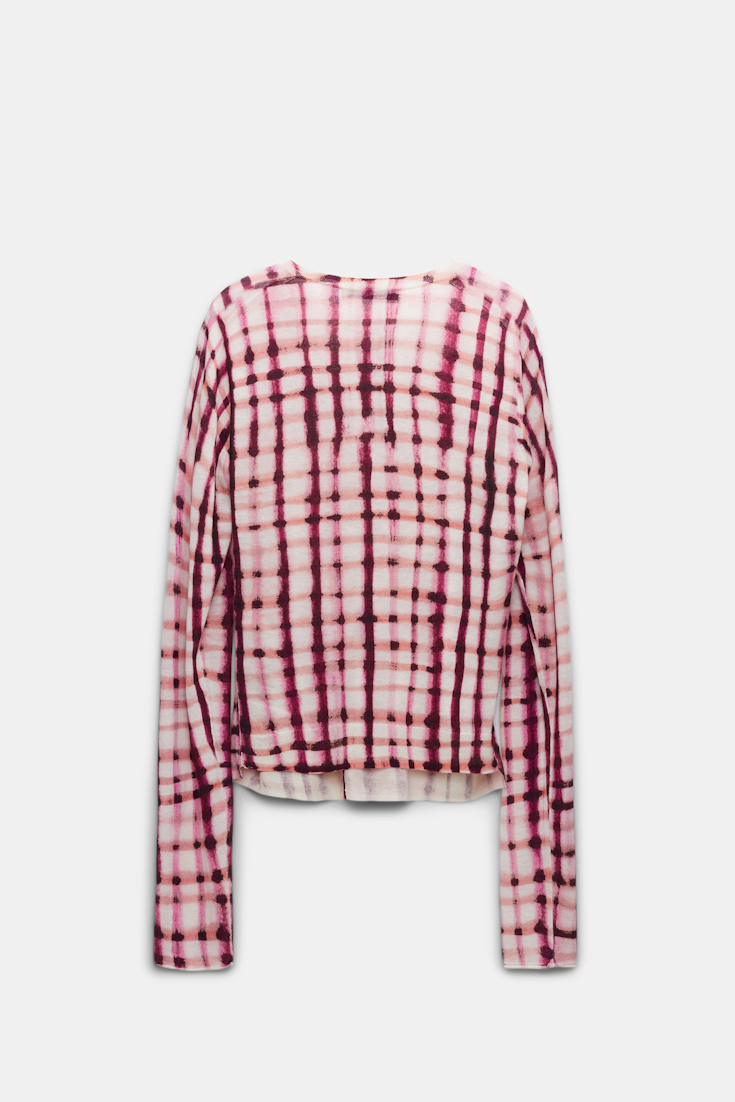 Dorothee Schumacher Watercolor check print cardigan pink white mix