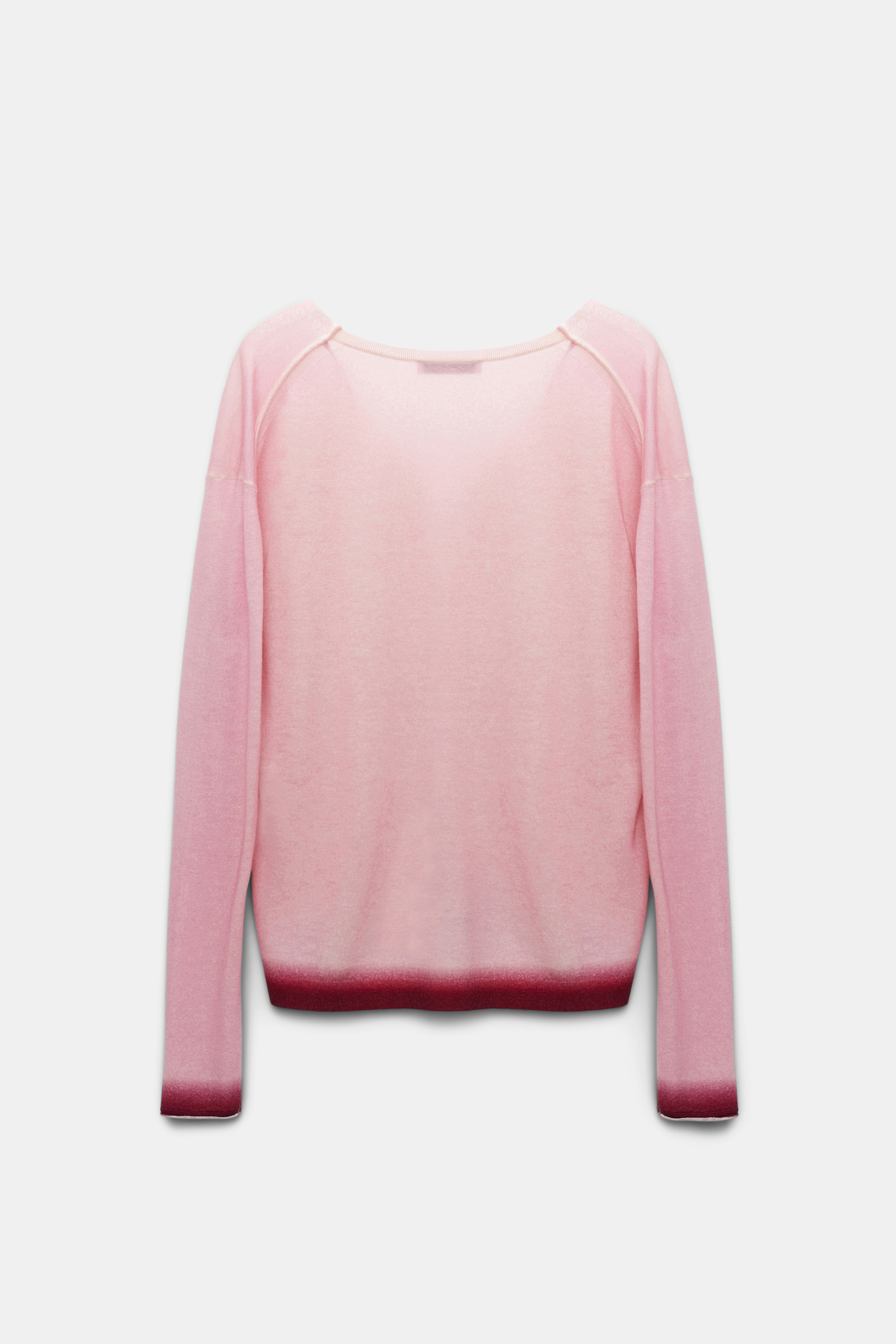 Dorothee Schumacher V-neck pullover with gradient color print hem pink mix