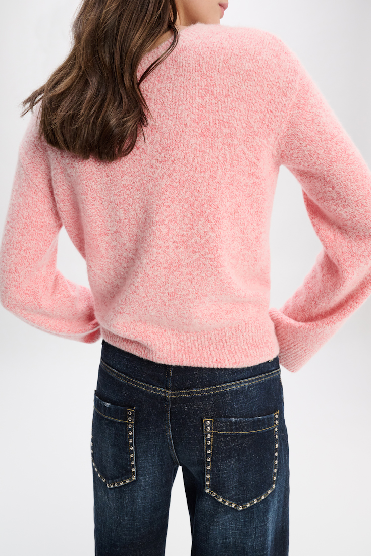 Dorothee Schumacher Softer Cardigan aus Kaschmir und Seide pink and white melange