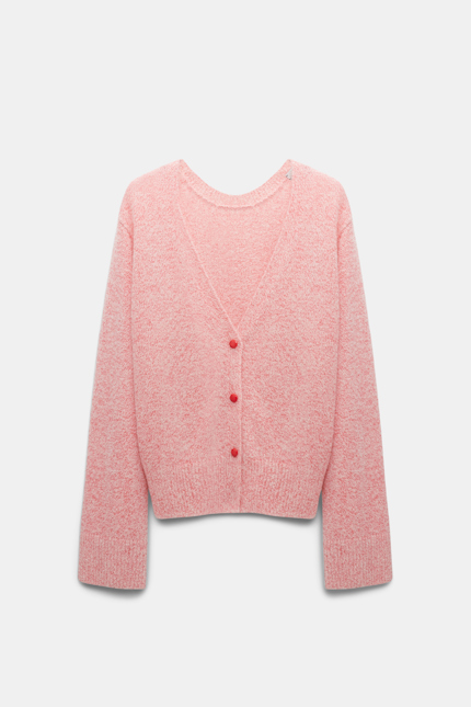 LUXURY DELIGHT cardigan Dorothee Schumacher Softer Cardigan aus Kaschmir und Seide pink and white melange