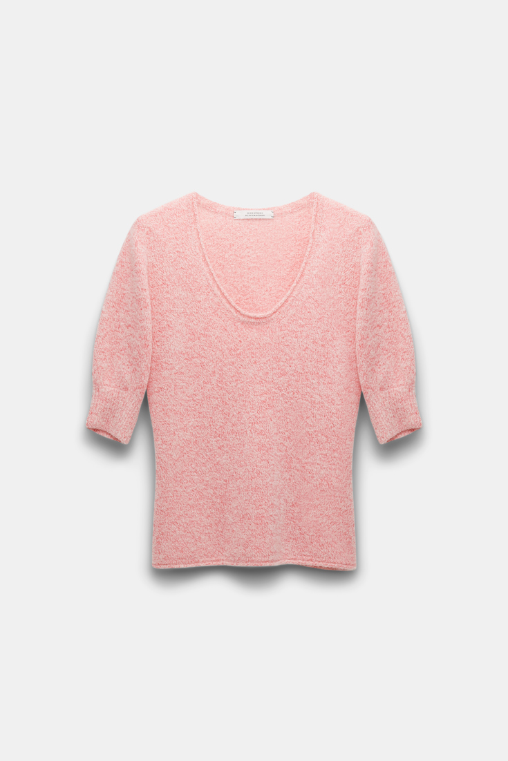 Dorothee Schumacher Softer Pullover aus Kaschmir und Seide pink and white melange