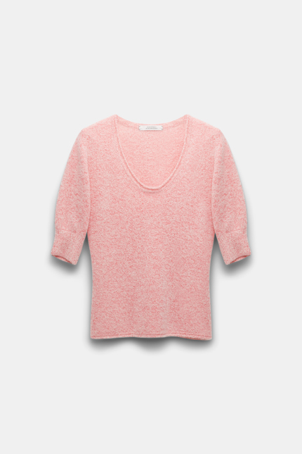 LUXURY DELIGHT pullover Dorothee Schumacher Softer Pullover aus Kaschmir und Seide pink and white melange