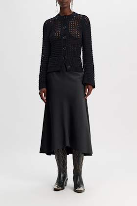 Dorothee Schumacher Cotton blend textured knit cardigan pure black