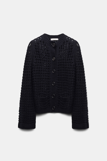 Dorothee Schumacher Cotton blend textured knit cardigan pure black