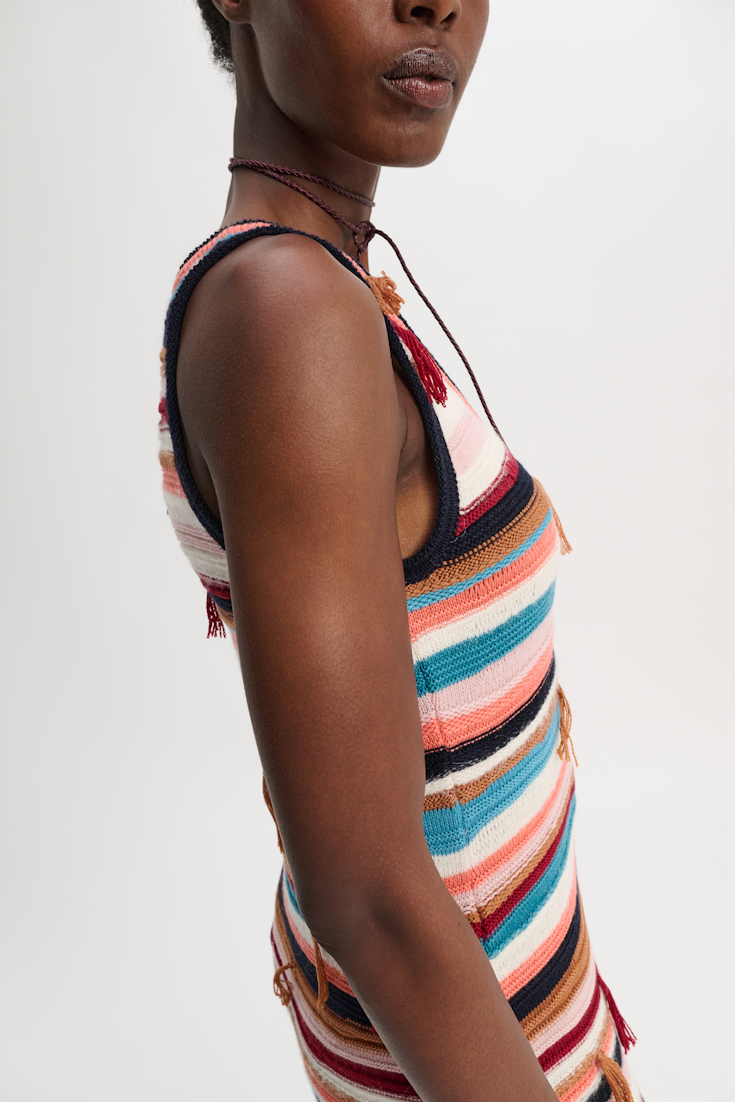 Dorothee Schumacher Gestreiftes Kleid mit unregelmäßiger Struktur multicolor stripe