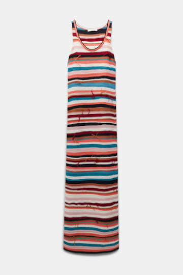Dorothee Schumacher Cotton blend textured knit hoodie with laced front multicolor stripe