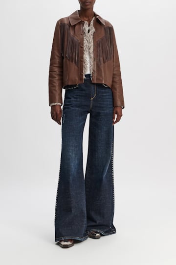 Dorothee Schumacher Metallic cotton-mix cropped cardigan with fringe colorful brown mix