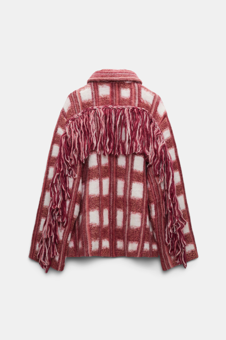 Dorothee Schumacher Karierter Cardigan aus gebürstetem Jacquard pink check mix